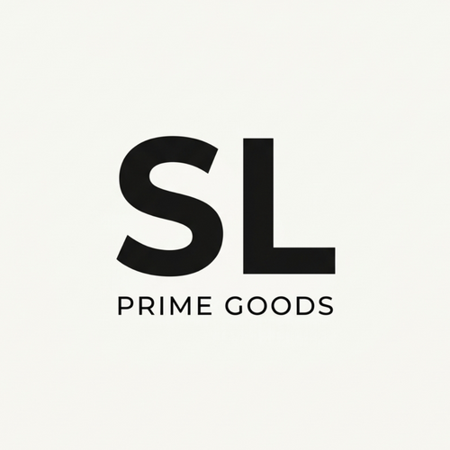 Black 'SL' logo with 'PRIME GOODS' text on a white background